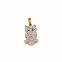Titanium Steel Pendants, Owl, polished, Unisex & with rhinestone, more colors for choice, 14x24x2mm, Sold By PC