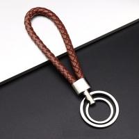 Tibetan Style Key Clasp, leather cord, with Tibetan Style, more colors for choice, 89x15mm, Sold By PC