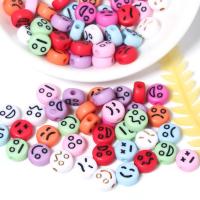 Acrylic Jewelry Beads, facial expression series & DIY, more colors for choice, 7mm, Hole:Approx 1.3mm, 100PCs/Bag, Sold By Bag