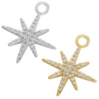 Cubic Zirconia Micro Pave Brass Pendant, Eight Point Star, plated, micro pave cubic zirconia, more colors for choice, 19.50x23mm, Hole:Approx 2.5mm, Sold By PC