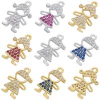 Cubic Zirconia Micro Pave Brass Pendant, plated, different styles for choice & micro pave cubic zirconia & hollow, more colors for choice, 9x14.50mm, Hole:Approx 1mm, Sold By PC