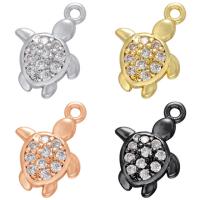 Cubic Zirconia Micro Pave Brass Pendant, Turtle, plated, micro pave cubic zirconia, more colors for choice, 8.50x11.50mm, Hole:Approx 0.9mm, Sold By PC