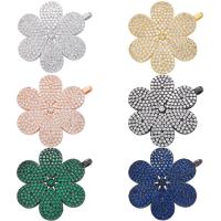 Cubic Zirconia Micro Pave Brass Pendant, Flower, plated, micro pave cubic zirconia, more colors for choice, 33x26.50mm, Hole:Approx 2.3mm, Sold By PC