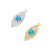 Cubic Zirconia Micro Pave Brass Pendant, with turquoise, plated, micro pave cubic zirconia, more colors for choice, 7.50x18mm, Hole:Approx 0.5mm, Sold By PC