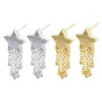 Brass Drop Earring, Star, plated, micro pave cubic zirconia & for woman, more colors for choice, 13.50x29mm, Sold By Pair