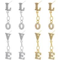 Brass Drop Earring Alphabet Letter plated & micro pave cubic zirconia & for woman Sold By Pair