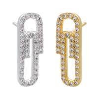 Cubic Zirconia Micro Pave Brass Earring Paper Clip plated & micro pave cubic zirconia & for woman Sold By Pair