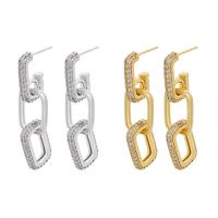 Brass Drop Earring, plated, micro pave cubic zirconia & for woman, more colors for choice, 10x36mm, Sold By Pair