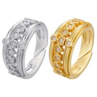 Cubic Zirconia Micro Pave Brass Ring plated Adjustable & micro pave cubic zirconia 9.30mm Sold By PC