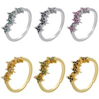 Cubic Zirconia Micro Pave Brass Ring, plated, Adjustable & micro pave cubic zirconia, more colors for choice, 8.50mm, Sold By PC