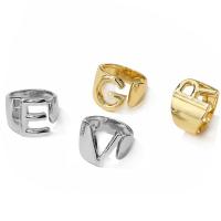 Brass Cuff Finger Ring Alphabet Letter plated Adjustable 15mm Approx 0.5mm Sold By PC