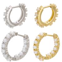 Brass Huggie Hoop Earring, plated, different styles for choice & micro pave cubic zirconia, more colors for choice, 16*14mm,22*21mm, Sold By Pair