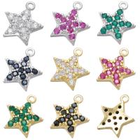 Cubic Zirconia Micro Pave Brass Pendant, Star, plated, micro pave cubic zirconia, more colors for choice, 9.50x10.50mm, Hole:Approx 1mm, Sold By PC