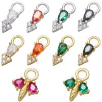 Cubic Zirconia Micro Pave Brass Pendant, plated, different styles for choice & micro pave cubic zirconia, more colors for choice, 5*12mm,9.5*12.5mm, Hole:Approx 2.8mm, Sold By PC