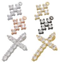 Cubic Zirconia Micro Pave Brass Pendant, Cross, plated, different styles for choice & micro pave cubic zirconia, more colors for choice, 8*12.5mm,20.5*27.5mm, Sold By PC