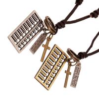 PU-Schnur-Halskette, Zinklegierung, mit PU Leder, Abakus,Rechenbrett, Einstellbar & unisex, keine, frei von Nickel, Blei & Kadmium, 44-47cm,0.4cm, verkauft von PC