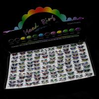 Emalje Mood fingerring, Zinc Alloy, med Resin, Butterfly, Justerbar & Mood Emalje & Unisex, blandede farver, 21x19x4mm, 100pc'er/Box, Solgt af Box
