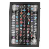 Zinc Alloy fingerring, med Natursten & Glas & Resin & emalje, ringform, Unisex, blandede farver, 20x20x3mm, 100pc'er/Box, Solgt af Box