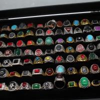 Zink Alloy Finger Ring, med Natursten & Glas & Harts & emalj, ringform, Unisex, blandade färger, 20x20x3mm, 100PC/Box, Säljs av Box