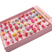 Children Finger Ring, Acrylic, Animal, for children, multi-colored, 21x19x4mm, 50PCs/Box, Sold By Box