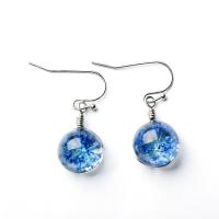 Crystal Earrings, with Dried Flower, for woman, more colors for choice, 28x12mm, 50Pairs/Bag, Sold By Bag