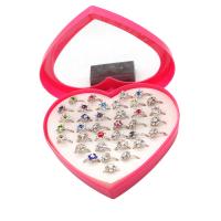 Zinklegering ringen, Zinc Alloy, voor vrouw & met strass, zilver, 20x20x3mm, 36pC's/box, Verkocht door box