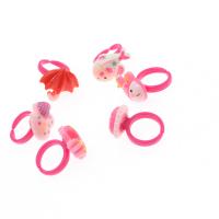 Børn Finger Ring, Akryl, Animal, for børn, lyserød, 20x20x3mm, 100pc'er/Bag, Solgt af Bag