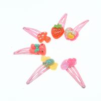 Acrylic Hair Snap Clip, with Iron, for children, pink, 17x17x3mm, 100PCs/Bag, Sold By Bag