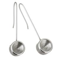 Stainless Steel Earring Drop Component DIY original color 8mm Sold By Pair