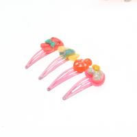 Acrylic Hair Snap Clip, with Iron, for woman, pink, 17x17x3mm, 100PCs/Bag, Sold By Bag