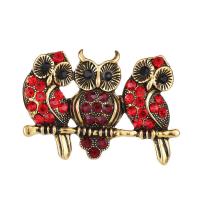 Zinc Alloy Brooches Owl plated Unisex & with rhinestone mixed colors Sold By PC