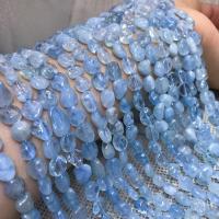 Koraliki z kameniem szlachetnym, Akwamaryna, Nieregularne, DIY, niebieski, sprzedawane na 38 cm Strand