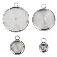 Stainless Steel Pendant Setting, Round, DIY & different size for choice, original color, Hole:Approx 2.5mm, Sold By PC