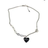 Titanium Steel Necklace, with 1.96inch extender chain, Heart, Twisted Piece Chain & for woman & enamel, Sold Per Approx 15.7 Inch Strand