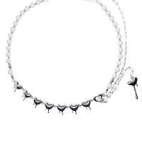 Plastik perle halskæde, Zinc Alloy, med Plastic Pearl, med 1.96inch extender kæde, Heart, forgyldt, kuglekæde & for kvinde, nikkel, bly & cadmium fri, 130mm, Solgt Per Ca. 17 inch Strand