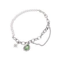 Titanstahl Halskette, mit Kristall & Kunststoff Perlen, Tropfen, Oval-Kette & Kugelkette & für Frau & mit Strass, verkauft per ca. 16.5 ZollInch Strang
