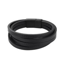 PU Leather Cord Bracelets with Stainless Steel plated dyed & for man 215mm Sold By PC