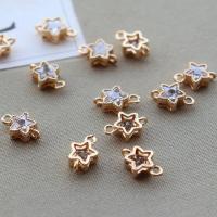 Connecteur de bijoux en laiton, avec zircon cubique, étoile, plaqué de couleur d'or KC, styles différents pour le choix, 7mm, 20PC/lot, Vendu par lot