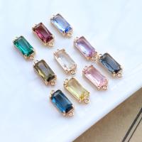 Glass Connector, Brass, with Glass, KC gold color plated, more colors for choice, 9x16mm, 20PCs/Lot, Sold By Lot