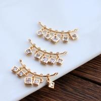 Cubic Zirconia Micro Pave Brass Connector, KC gold color plated, with cubic zirconia, 28mm, 20PCs/Lot, Sold By Lot