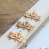 Brass Connector Setting, KC gold color plated, with cubic zirconia & 1/3 loop, 18x24mm, 20PCs/Lot, Sold By Lot