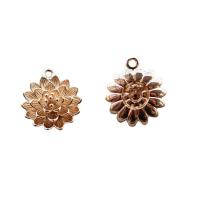 Bijoux pendentifs en laiton, fleur, plaqué de couleur d'or KC, 17mm, 20PC/lot, Vendu par lot