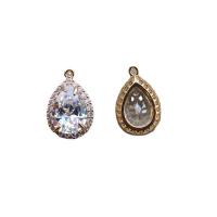 Cubic Zirconia Brass Pendants, Teardrop, KC gold color plated, with cubic zirconia, 13x18mm, 20PCs/Lot, Sold By Lot