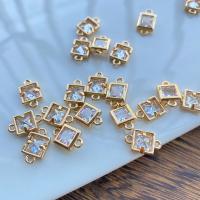 Mässing smycken Connector, KC guldfärg pläterade, med cubic zirconia, 8mm, 20PC/Lot, Säljs av Lot