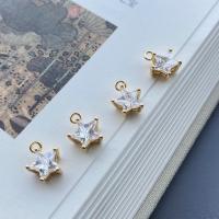 Cubic Zirconia Brass Pendants Star KC gold color plated micro pave cubic zirconia 8mm Sold By Lot