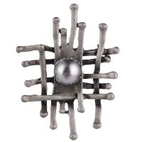 Broches en alliage de zinc, avec perle, Placage, pour femme, gris, 50x66mm, Vendu par PC