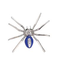 Tibetan Style Brooches, Spider, plated, Unisex & enamel & with rhinestone, more colors for choice, 52x49mm, Sold By PC