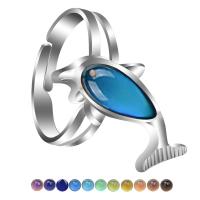 кольцо с эмалью настроения , цинковый сплав, Дельфин, Регулируемый & Настроение эмаль & Мужская, разноцветный, 11x18.50mm, продается PC