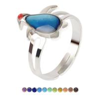 кольцо с эмалью настроения , цинковый сплав, Пингвин, Другое покрытие, Регулируемый & Настроение эмаль & Женский, разноцветный, 13x15mm, продается PC