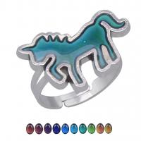 Mood Finger Ring, Tibetan Style, Unicorn, plated, Adjustable & Mood Enamel & Unisex, mixed colors, 23x15.50x17mm, Sold By PC